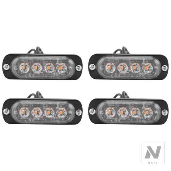 並行輸入品 4個LEDアンバーリカバリーストロボライト12V 24Vオレンジグリル点滅