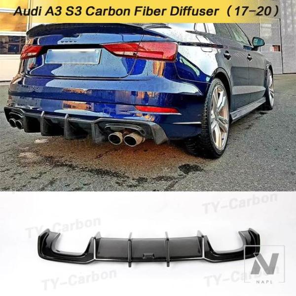 【並行輸入品】アウディ カーボンリアバンパーディフューザーリップ A3 SLINE S3 リアバンパ...