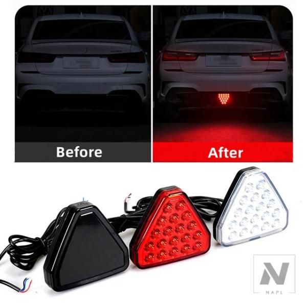 【並行輸入品】汎用 LED ブレーキテールライトトライアングルレッドストップフラッシュハザードフォグ...