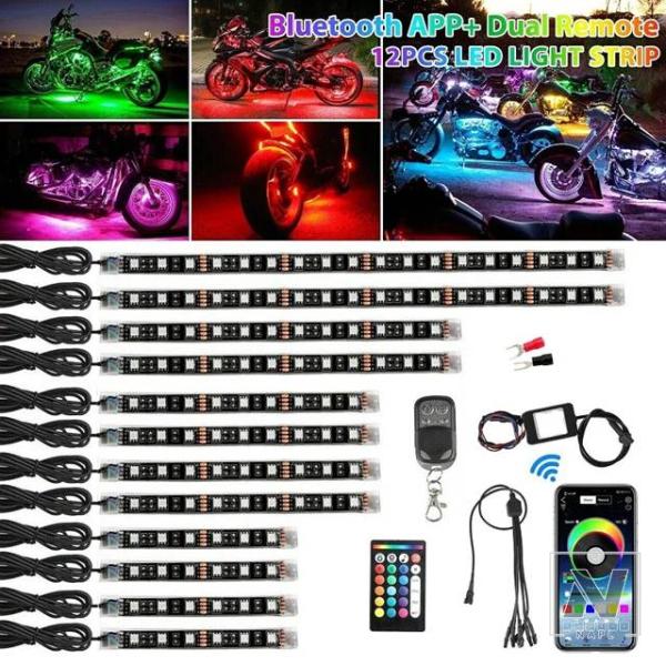 【並行輸入品】16X オートバイ RGB LED 防水アンダーグローライトストリップネオンキット A...