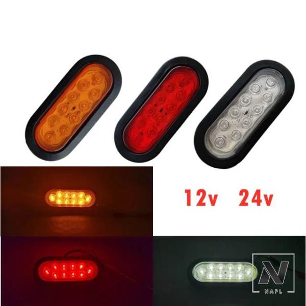 並行輸入品 2X 24V 12V 6インチオーバルLEDトレーラーライトトラックトラックバスターンス...
