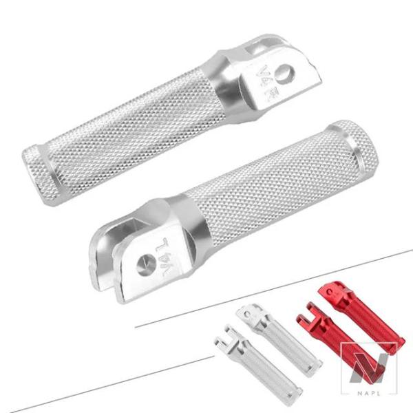 【並行輸入品】1ペア バイクライダーフロントフットペグフットレストアルミニウムシルバー/レッドドゥカ...