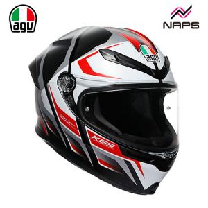 AGV エージーブイ K6 S JIST Asian Fit フルフェイスヘルメット 025 - KARVE MATT BLACK/WHITE/RED アジアンフィット｜ナップスYahoo!店