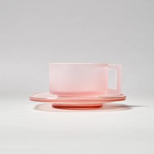 【ARNO GLASS】 Cup and Saucer / Pink Frosted　アルノグラス