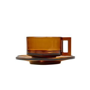 【ARNO GLASS】Cup and Saucer / Amber　アルノグラス