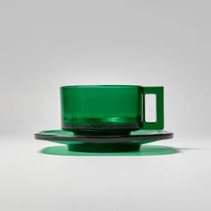【ARNO GLASS】 Cup and Saucer / Green　アルノグラス