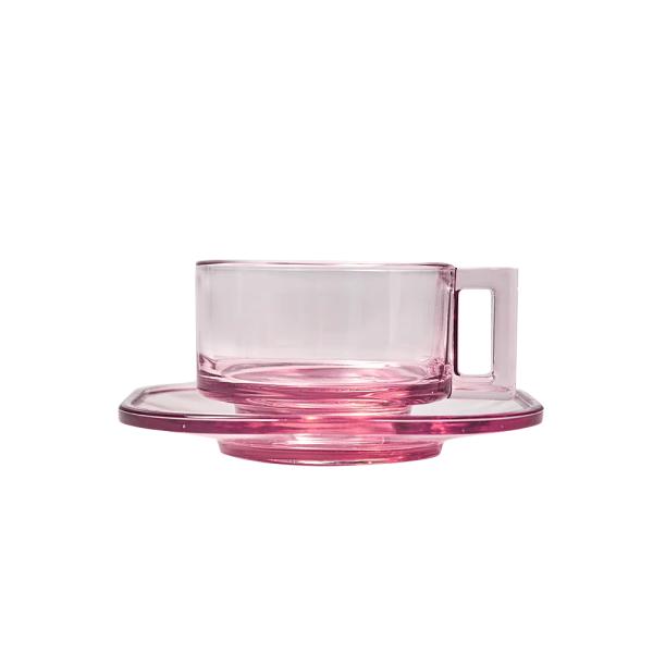 【ARNO GLASS】Cup and Saucer / Pink　アルノグラス