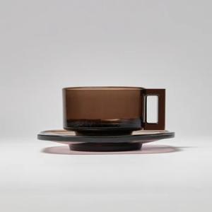 【ARNO GLASS】 Cup and Saucer / Smoke　アルノグラス
