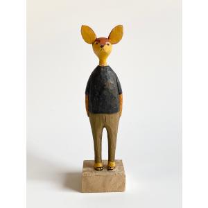 木と豆舎 木彫りの鹿ガール(カーキパンツ) ならしかの休日