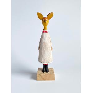 木と豆舎 木彫りの鹿ガール(リボンワンピース) ならしかの休日