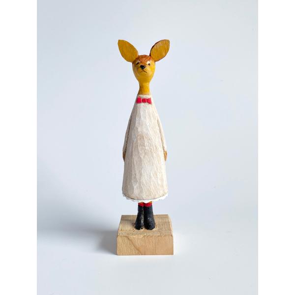 木と豆舎 木彫りの鹿ガール(リボンワンピース) ならしかの休日