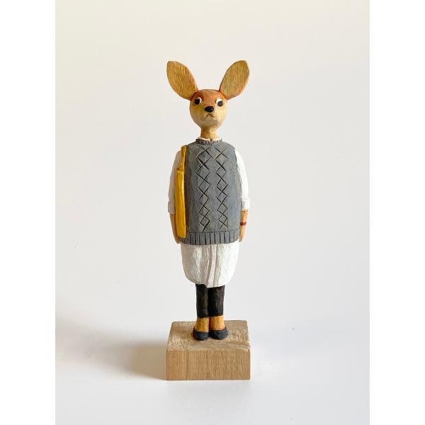 木と豆舎 木彫りの鹿ガール(トートバッグ) ならしかの休日