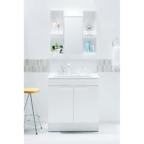 TOTO 洗面台 Vシリーズ 幅750 高さ1900 両開き ホワイト LED1面鏡 LDPB075...