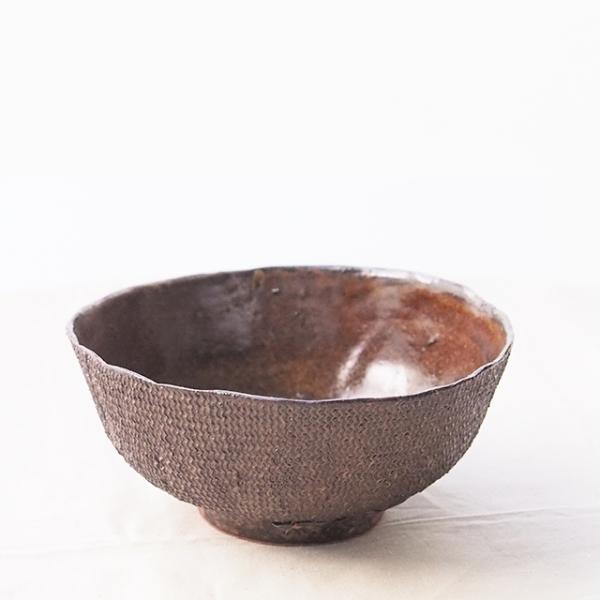 らんまん陶芸作品 鉄釉波状紋茶碗 陶器 茶碗 （152×140×70）作：池澤昌彦