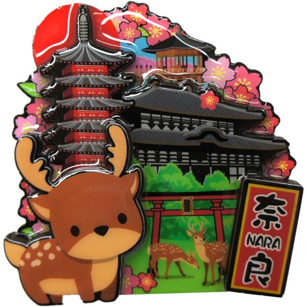 【奈良土産】木製マグネット 奈良イラストAC 木製エポマグネット 修学旅行 小物 インテリア