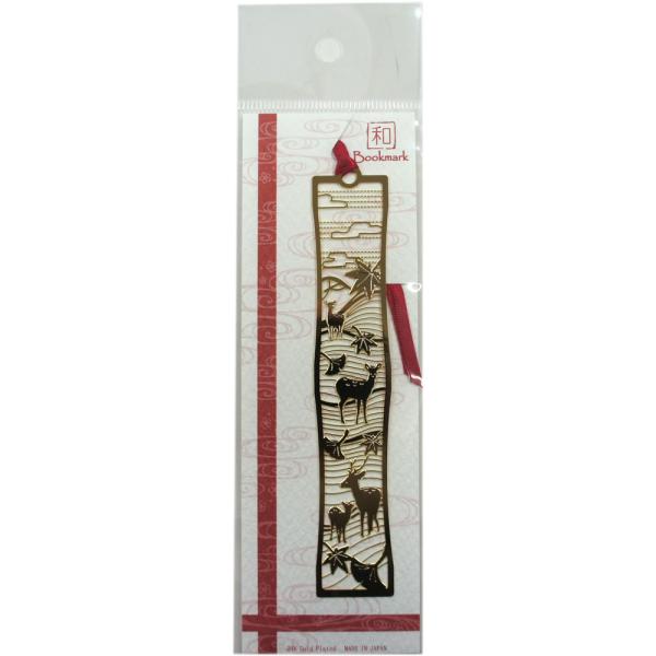 【奈良みやげ】金のしおり 若草山と鹿 奈良みやげ しおり ブックマーク みやげ処きとら