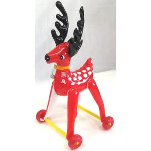 【奈良みやげ】コロコロ引っ張ってお散歩に連れてってね♪鹿バルーン　コロコロ付き 赤