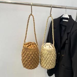 肩掛け 巾着バッグ ショルダー バケツ型 斜め...の詳細画像3