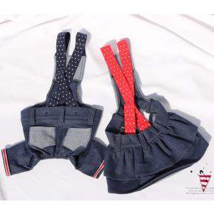 dot denim skirt pants ボトム 犬 服 秋冬 新作 デニムパンツ デニムスカート シ ンプル 小型犬 中型犬 ズボン ペット洋服 可愛い 犬の服 お揃い つなぎ