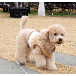 cute duck padding harness 犬用 ハーネス&リード セット 犬 服 ダウン 秋冬 暖かい 寒さ対策 ボア 犬服 ベスト ドッグウェア アウター お出かけ｜nari-pet