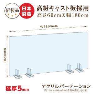[日本製] 透明アクリルパーテーション W1800mm×H600mm 商品受け渡し