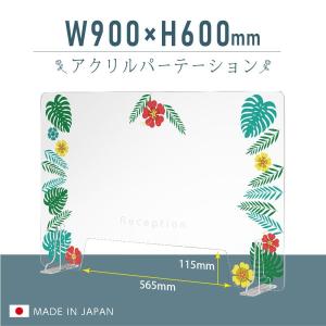 日本製 板厚3mm 高透明 アクリルパーテーション W900xH600mm 窓付き 飾り 衝立 仕切り板 対面式スクリーン ウイルス対策 角丸加工 fbap3-uv9060-m2030-d03｜naritaka-store