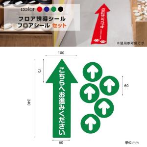 「こちらへお進みください」フロア誘導シール 赤/青/緑/黒 貼り付け簡単 滑り止め 日本製（fs-s-03）｜naritaka-store