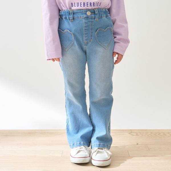 【きれいシルエット】しっかりストレッチハートポケットフレアデニムパンツ【5％OFF】【SALE】【O...