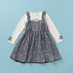 新品 メゾピアノ チェック×クマ柄切り替えフリルワンピース kajuen.net