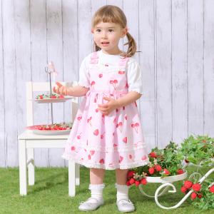 イチゴチェリードット柄ドッキングワンピース＆ブルマセット【50％OFF】【SALE】【O_50】【26SS】【SSSL】｜ナルミヤオンラインYahoo!ショッピング店