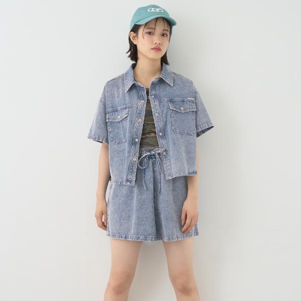 ラブトキシック(Lovetoxic)'【綿100％】デニム半袖シャツセットアップ'【60％OFF】【...