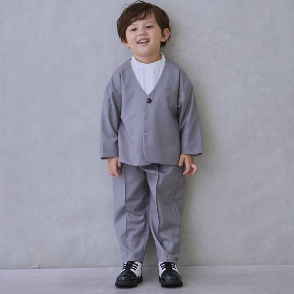 プティマイン(petit main)【セミフォーマル】ノーカラーJK+ロングパンツセットアップ【re...