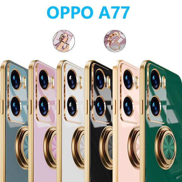 OPPO A77 メッキ加工 リング付き 回転可能 一体型 オッポ エーセブンセブン 保護ケース 可...