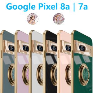 Google Pixel 7a ケースメッキ加工 リング付き 回転可能 一体型 ピクセル セブンエー 保護ケース ストラップホール 軽量 スタンド機能 かわいいTPUスマホカバー