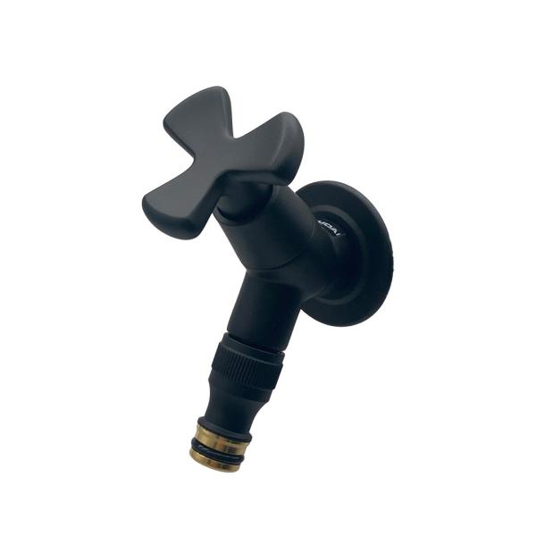 ガ−デニング蛇口 コンパクトタップアダプター付き（ブラック）  JIS規格適合 水栓金具 立水栓 蛇...