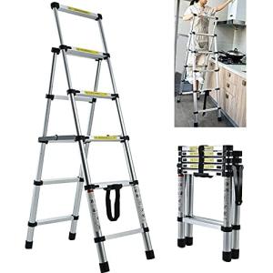 DayPlus 伸縮脚立はしご 最長1.7m 4段+5段 安定 兼用脚立 踏み台 折りたたみ 1.4M+1.7M
