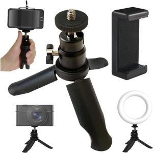 fogman スマホ ミニ三脚 スタンド 小型 1/4ネジ コンパクト 軽量 自由雲台 3点セット