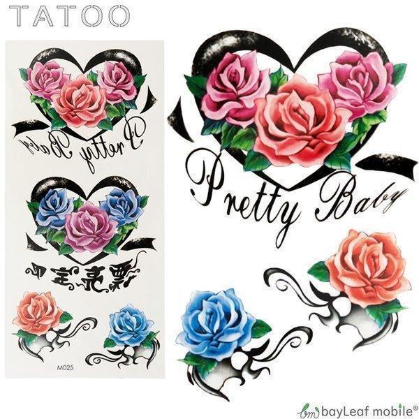タトゥーシール タトゥー シール ペイント 3D バラ 花 防水 ボディシール TATOO 入れ墨 ...