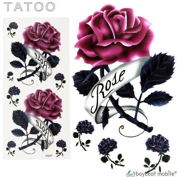 タトゥーシール タトゥー シール ペイント 3D バラ 花 防水 ボディシール TATOO 入れ墨 ...