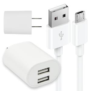 micro USB ケーブル 3m 2口 充電器 セット 電源 アダプタ タイプB マイクロ USB2.0 TypeB データ転送 コンセント スマホ タブレット 2ポート 旅行 PSE認証