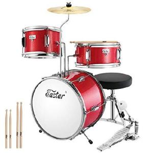 Eastar 14 inch Kids Drum Set 3 Piece with Throne, ...