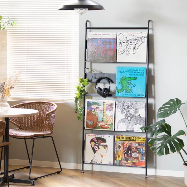 レコードラック ディスプレイラック ワイド 収納ラック 棚 見せる収納 飾る 壁面収納 W ラック ...