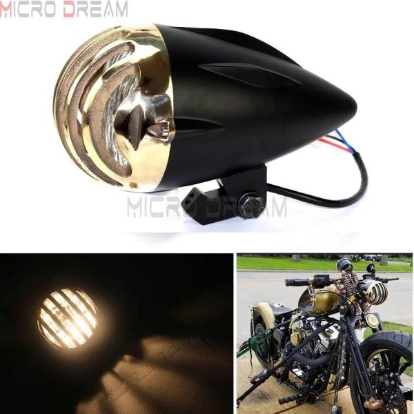 並行輸入品 バイク グリル ヘッドライト ヘッド ライト eマーク 4.5インチ ヴィンテージハーレ...