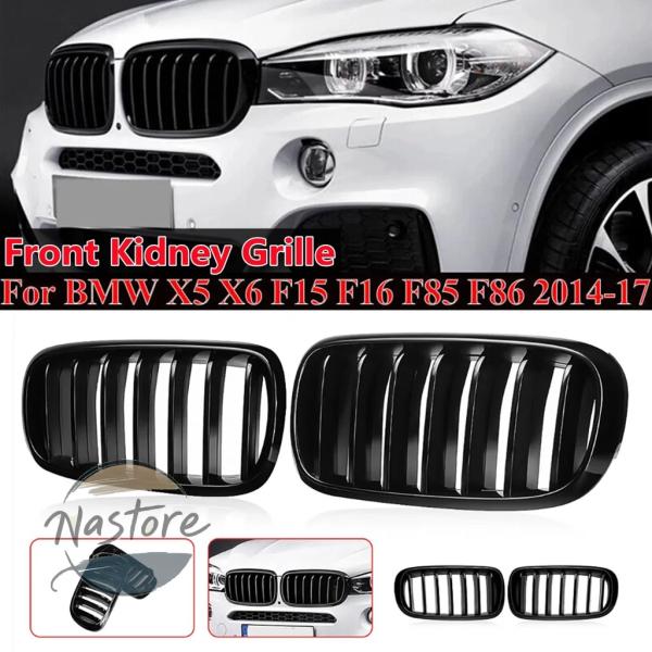 並行輸入品 BMW フロント 交換 光沢ブラックキドニースポーツグリルグリルシングルスラット f15...