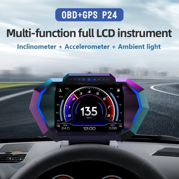 並行輸入品 ヘッド OBD + GPS HUD P24 OBDアップディスプレイHUDオンボードコン...