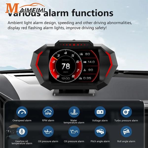 並行輸入品 ヘッド スピードメーター アップディスプレイ GPS OBD2 スロープメーター ピッチ...