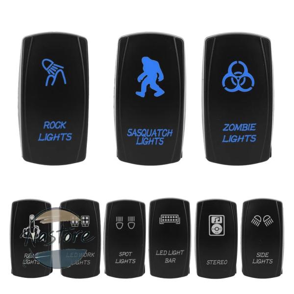 並行輸入品 オン/オフ ブルー led spst カーリングスイッチ 防水 12v 24v 5ピン ...