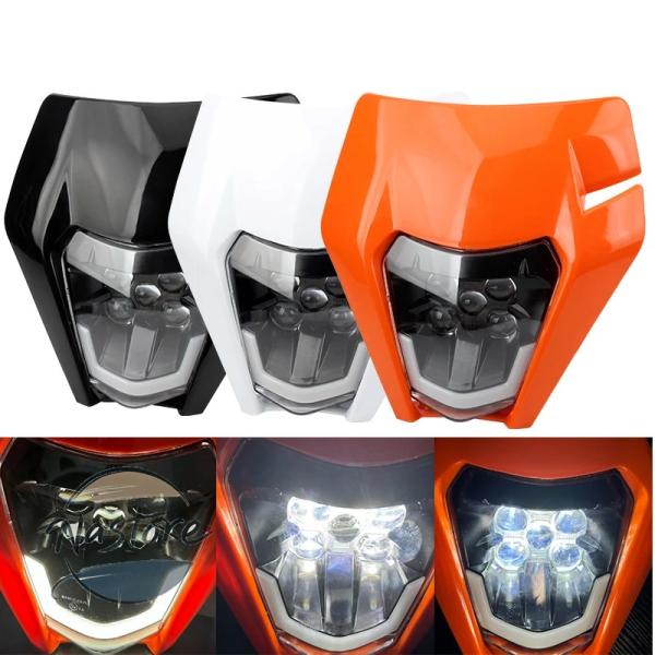 並行輸入品 バイク ヘッドライト ヘッド モトクロス 二輪 ライト プレート led ktm exc...