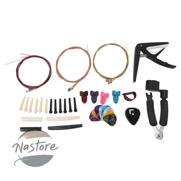 並行輸入品 キット ギター ピック カポ アコースティック 3 in 1 ブリッジピン 6弦ボーン ...