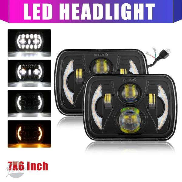 並行輸入品 トヨタ ピックアップ スクエアLED ヘッドライト 7X6インチ ジープ チェロキーXJ...